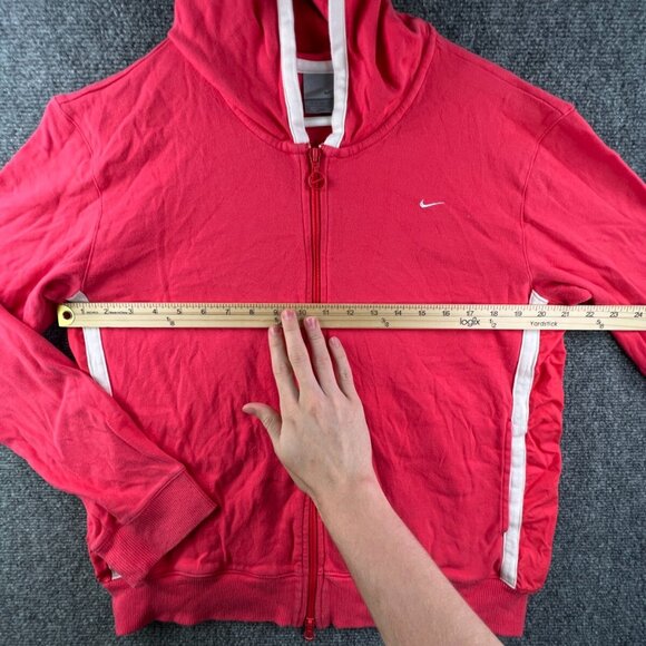 VTG Nike Silver Tag Girls Pink Full Zip Hoodie XL 16-18 Long Sleeve White Accent - Picture 4 of 11